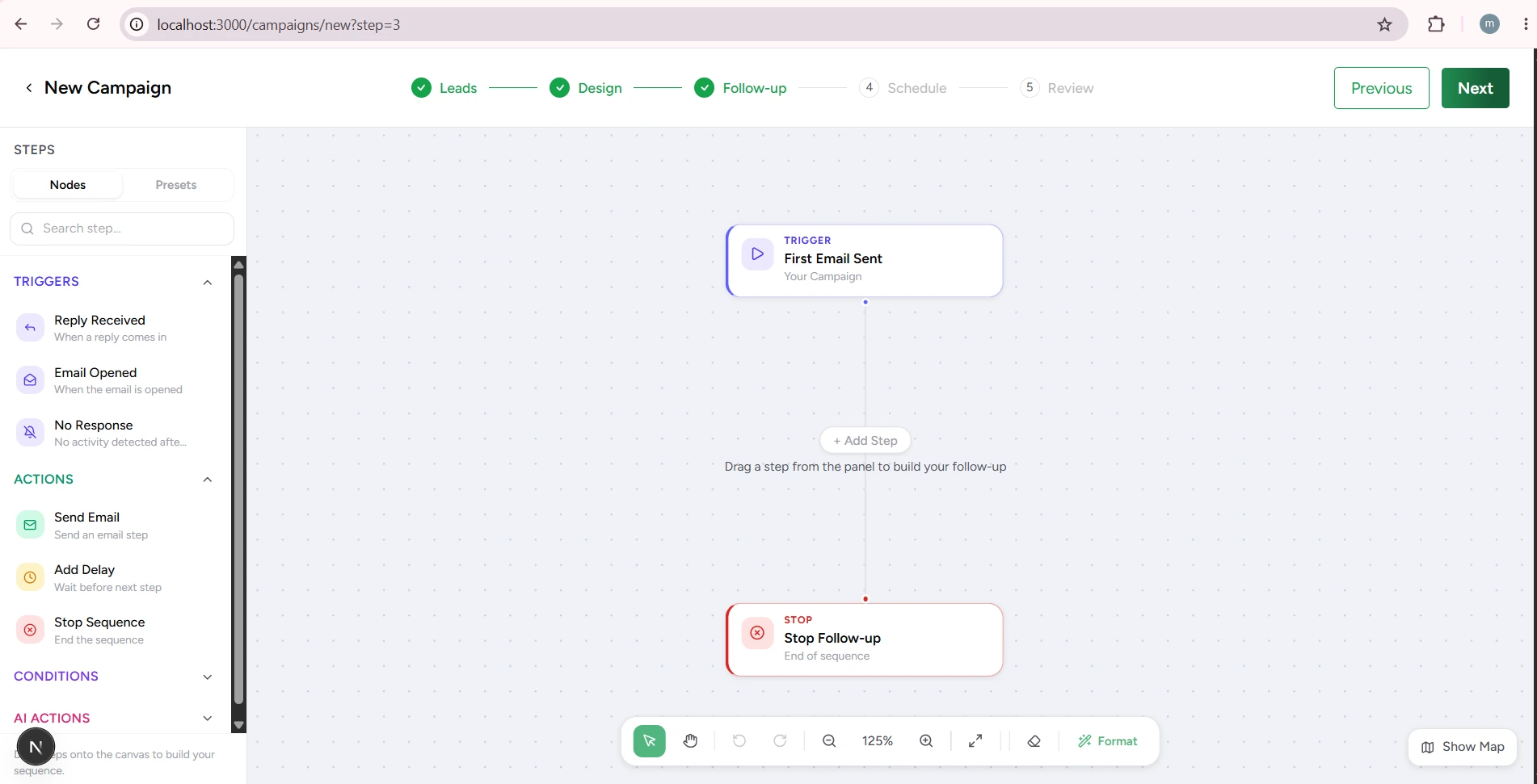 Follow-up workflow builder