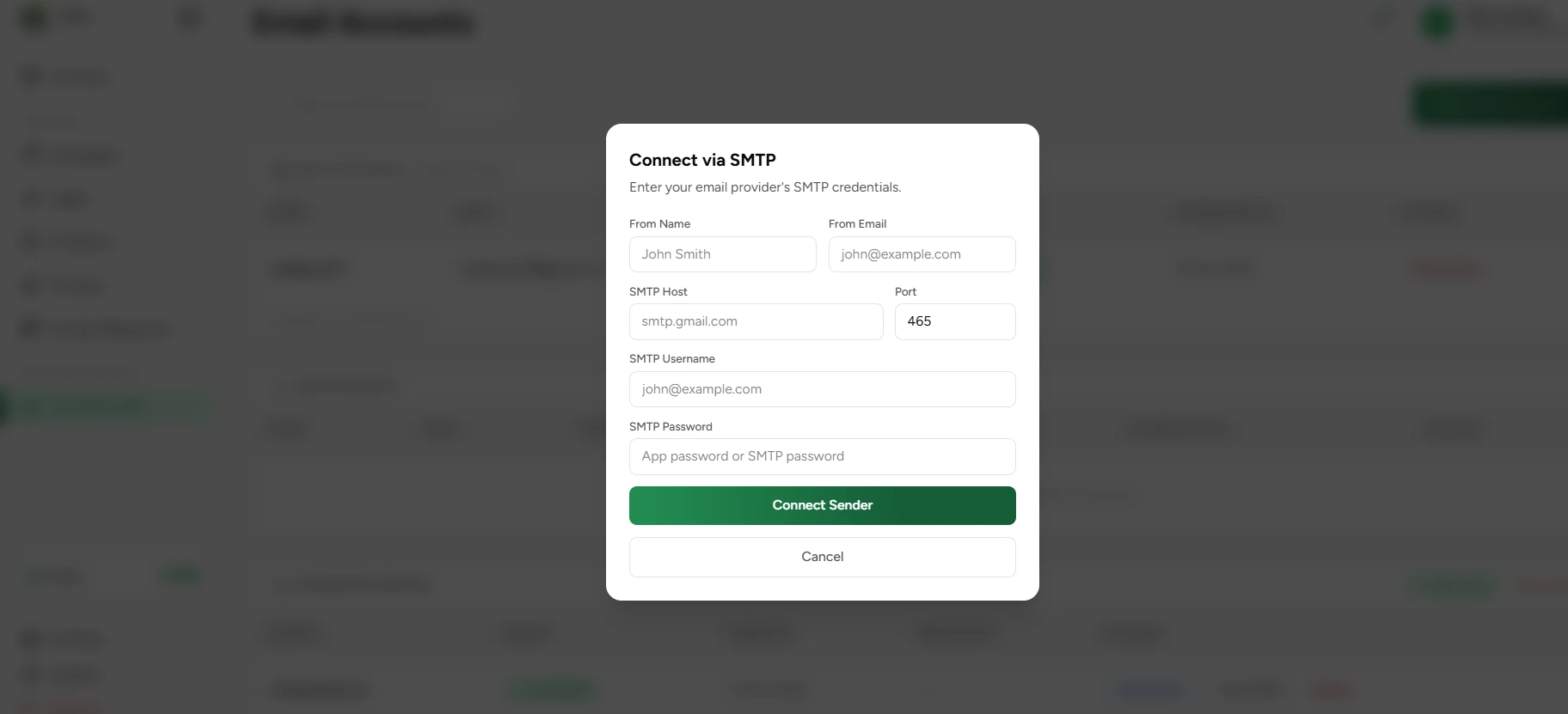 SMTP account management